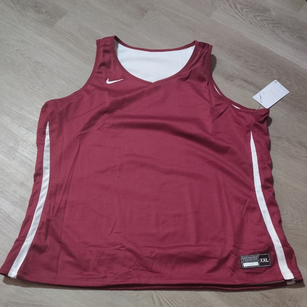 🆕Nike REVERSIBLE Jersey Athletic Top Red Wine to White Sz XXL NWT